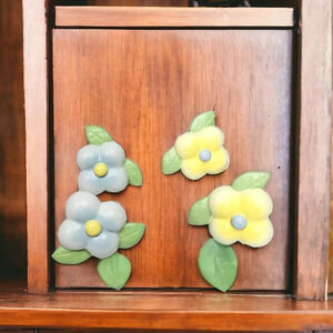 Lavender Yellow Flowers Pulls Flower Ceramic Cabinet Knobs